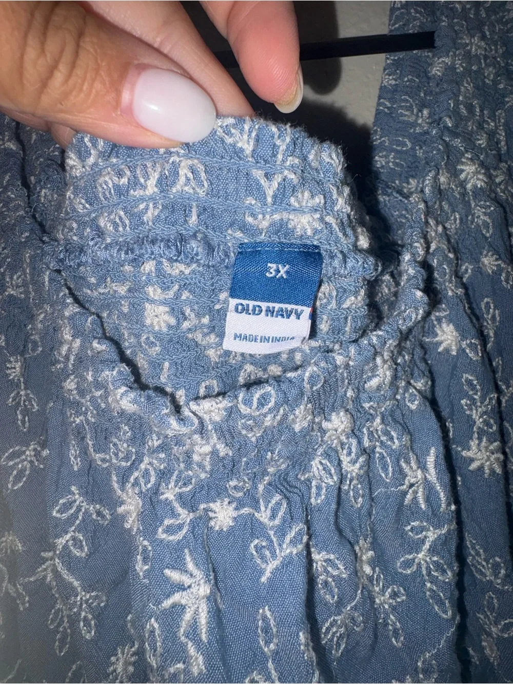 Old Navy Blue Floral Puff-Sleeve Peasant Blouse